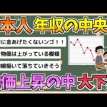 【2chまとめ】日本の年収の中央値、物価上昇の中で下がりまくる【ゆっくり実況】