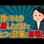 部署の女性がひとり辞めただけでその部署が崩壊した【2chまとめ】