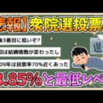 【2chまとめ】【悲報】衆院選投票率53 85%（戦後3番目の低さ）【ゆっくり実況】